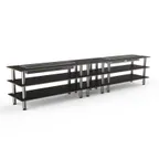 image of Steelite MGCMLD04MSXF 171" Modular Buffet Table, 3-Tier, Double Well, Nero Marquina BHP Laminate, Brushed Stainless Steel