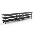 image of Steelite MGCMLD04MSXW 171" Configurable Buffet Table, 3-Tier, Double Well, Nero Marquina BHP Laminate, Black Canopy