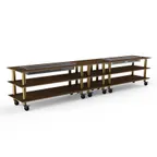 image of Steelite MGCMLD04WBXW 171" Modular Double Heat Buffet Table, 3-Tier, 29"D x 36"H, Bengali Mango Wood Top, Black Canopy