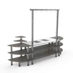 image of Steelite MGCMLD05GSXF 130" Modular Buffet Table, 3-Tier, Grey Slate Laminate Top, Brushed Stainless Steel Legs, 1800W, 120V