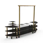 image of Steelite MGCMLD05MBXW 130" Modular Buffet Table, 3-Tier, Nero Marquina Marble BHP Laminate, 1800W Induction