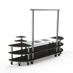 image of Steelite MGCMLD05MSXW 130" Configurable Buffet Table, 3-Tier, Nero Marquina Marble BHP Laminate, Brushed Stainless Steel