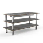 image of Steelite MGCMLD06GSXF 71" x 29-1/2" x 35"H Modular Buffet Table, 3-Tier, Grey Slate BHP Laminate Top, Brushed Stainless Steel Legs