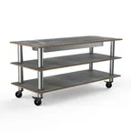 image of Steelite MGCMLD06GSXW 71" Configurable Buffet Table, 3-Tier, Grey Slate Laminate Top, Brushed Stainless Steel Casters