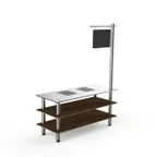 image of Steelite MGCMLD12WSXF 71" Configurable Buffet Table, 3-Tier, 1800W, 120V, Bengali Mango Wood Top, Brushed Stainless Steel Legs