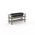 image of Steelite MGCMLE03GBXF 71" Configurable Buffet Table, 3-Tier, Grey Slate BHP Laminate Top, Brushed Brass Legs