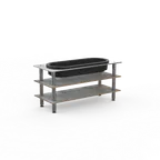image of Steelite MGCMLE03GSXF 71" Configurable Buffet Table, 3-Tier, Grey Slate BHP Laminate Top, Brushed Stainless Steel Legs