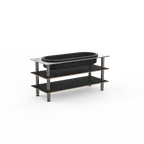 image of Steelite MGCMLE03MSXF 71" Configurable Buffet Table, 3-Tier, Nero Marquina Marble BHP Laminate Top, Brushed Stainless Steel Legs