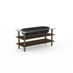 image of Steelite MGCMLE03WBXF 71" Configurable Buffet Table, 3-Tier, Bengali Mango Wood BHP Laminate Top, Brushed Brass Legs