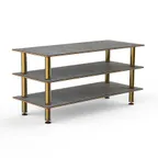 image of Steelite MGCMLX01GBXF 71" x 29-1/2" x 35"H 3-Tier Buffet Serving Station, Grey Slate BHP Laminate Top, Brushed Brass Legs