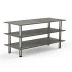 image of Steelite MGCMLX01GSXF 71" Modular Classic Buffet Table, 3-Tier, Grey Slate BHP Laminate Top, Brushed Stainless Steel Legs