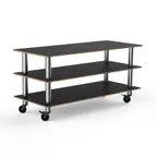 image of Steelite MGCMLX01MSXW 71" Modular Classic Buffet Table, 3-Tier, Nero Marquina Marble BHP Laminate Top, Brushed Stainless Steel