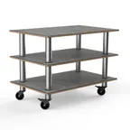 image of Steelite MGCMLX02GSXW 47" Modular Classic Buffet Table, 3-Tier, Grey Slate Laminate Top, Brushed Stainless Steel