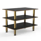 image of Steelite MGCMLX02MBXF 3-Tier Buffet Serving Station, 47" x 29-1/2" x 35", Nero Marquina Marble BHP Laminate Top, Brushed Brass Legs