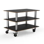 image of Steelite MGCMLX02MSXW 47" Modular Classic Buffet Table, 3-Tier, Nero Marquina Marble BHP Laminate Top, Brushed Stainless Steel