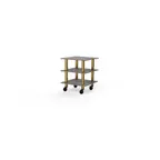 image of Steelite MGCMLX03GBXW 3-Tier Modular Classic Serving Station, 29x29, Grey Slate BHP Laminate Top, Brushed Brass Casters