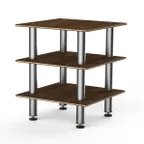 image of Steelite MGCMLX03WSXF 3-Tier Buffet Serving Station, 29x29, Bengali Mango Wood Top, Brushed Stainless Steel Legs