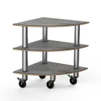 image of Steelite MGCMLX04GSXW 29" Triangular Buffet Table, 3-Tier, Grey Slate BHP Laminate, Brushed Stainless Steel, 35"H