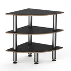 image of Steelite MGCMLX04MSXF Mogogo Buffet Corner Unit, 29" x 29" x 35"H, Nero Marquina BHP Laminate, Brushed Stainless Steel