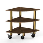image of Steelite MGCMLX04WBXW Modular Classic Corner Buffet Table, 29" x 29", 35"H, Bengali mango wood BHP laminate, brushed brass casters