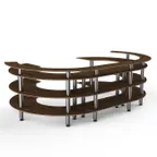 image of Steelite MGCMSA01WSXF 134"W x 84"D x 41"H 4-Tier Buffet Serving Station, Bengali mango wood BHP laminate top