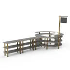 image of Steelite MGCMSA02GBXF 205" x 98" x 101"H 4-Tier Buffet Station, Grey Slate BHP Laminate Top, Brushed Brass Legs