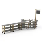 image of Steelite MGCMSA02GBXW 205" x 98" x 101"H 4-Tier Modular Buffet Table, Grey Slate BHP Laminate Top, Brushed Brass Casters