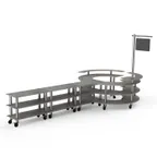 image of Steelite MGCMSA02GSXW 205" x 98" x 101"H Modular Buffet Table, 4-Tier, Grey Slate BHP Laminate Top, Brushed Stainless Steel Casters