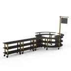 image of Steelite MGCMSA02MBXW 205" x 98" x 101"H 4-Tier Modular Buffet Station, Nero Marquina Marble BHP Laminate Top, Brushed Brass Casters
