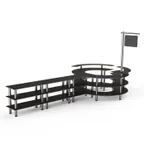 image of Steelite MGCMSA02MSXF 205" x 98" x 101"H 4-Tier Modular Buffet Station, Nero Marquina Marble BHP Laminate Top, Brushed Stainless Steel Legs