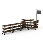 image of Steelite MGCMSA02WSXW 205" x 98" x 101"H 4-Tier Modular Buffet Table, Bengali Mango Wood BHP Laminate Top, Brushed Stainless Steel Casters