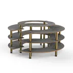 image of Steelite MGCMSB01GBXF 81" Round 4-Tier Buffet Station, Grey Slate BHP Laminate Top, Brushed Brass Legs, 41"H