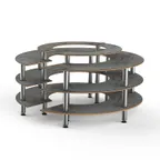 image of Steelite MGCMSB01GSXF 81" Round 4-Tier Buffet Table, Grey Slate Laminate Top, Brushed Stainless Steel Legs, 41"H