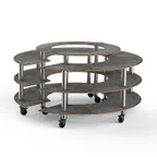 image of Steelite MGCMSB01GSXW 81" Round Configurable Buffet Table, 41"H, Grey Slate BHP Laminate Top, Brushed Stainless Steel Casters
