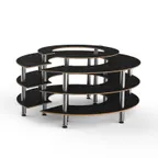 image of Steelite MGCMSB01MSXF 81"W Modular Buffet Station, 4-Tier, Nero Marquina Marble BHP Laminate Top, Brushed Stainless Steel Legs