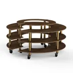 image of Steelite MGCMSB01WBXW Mogogo Buffet Station, 81.5" Dia, 41"H, Round, Bengali Mango Wood Top, Brushed Brass Casters