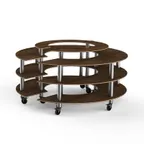 image of Steelite MGCMSB01WSXW Mogogo Buffet Station, 81.5" Round, 41"H, Bengali Mango Wood Top, Brushed Stainless Steel