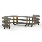 image of Steelite MGCMSB02GBXW 3-Tier S-Shaped Buffet Table, 141"W x 124"D x 35"H, Grey Slate BHP Laminate Top
