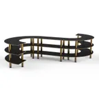 image of Steelite MGCMSB02MBXF 3-Tier S-Shaped Buffet Table, 141"W x 124"D x 35"H, Nero Marquina Marble BHP Laminate Top