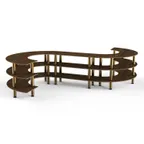 image of Steelite MGCMSB02WBXF Mogogo Buffet Solutions Modular Serving Station, 141" x 124" x 35", 3-Tier, S-Shaped, Bengali Mango Wood BHP High Pressure Laminate