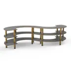 image of Steelite MGCMSB03GBXF 3-Tier Modular Buffet Serving Station, 141" x 76" x 35", Grey Slate BHP Laminate Top, Brushed Brass Legs