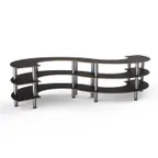 image of Steelite MGCMSB03MSXF 141" x 76" S-Shaped 3-Tier Buffet Station, Nero Marquina Marble BHP Laminate Top, Brushed Stainless Steel Legs