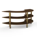 image of Steelite MGCMSX01WBXF 81" Buffet Table, 3-Tier, 41"D x 35"H, Bengali Mango Wood BHP Laminate, Brushed Brass Legs