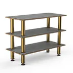 image of Steelite MGCMSX02GBXF 3-Tier Modular Buffet Table, 47" x 21" x 35"H, Grey Slate BHP Laminate Top, Brushed Brass Legs