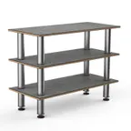 image of Steelite MGCMSX02GSXF 3-Tier Buffet Table, 47"W x 21"D x 35"H, Grey Slate BHP Laminate Top, Brushed Stainless Steel Legs