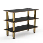 image of Steelite MGCMSX02MBXF 3-Tier Configurable Buffet Table, 47" x 21" x 35"H, Nero Marquina Marble BHP Laminate Top, Brushed Brass Legs