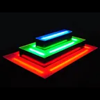 image of Krowne KR-I3T68-S 3-Tier Lighted Liquor Island Display, 68" Wide, LED Lights, Power Cord Left