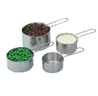image of Vollrath 47119 Measuring Cup Set, Stainless Steel, 1‑Cup/1/2‑Cup/1/3‑Cup/1/4‑Cup with Spout - Set