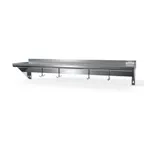 image of NBR Equipment PS-1672 Stainless Steel Wall Mount Shelf with Pot Rack - 72"W x 16"D