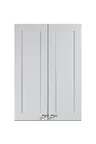 image of Summit CABWH2130 21"W Wall-Mounted Cabinet, Clean White Finish, Hinged French Doors, Soft-Close, 6-Way Adjustable Hinging, Brushed Nickel Knob